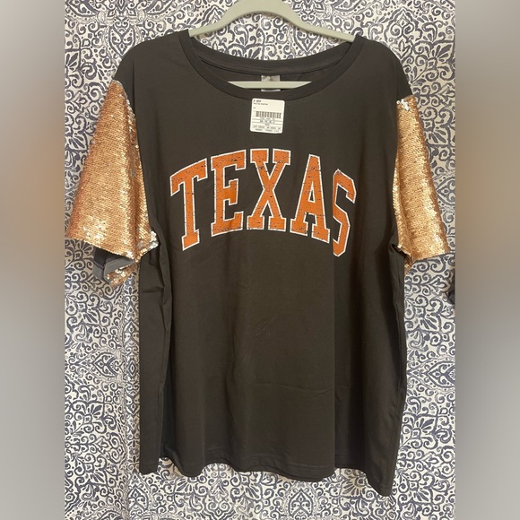 gameday couture Tops - Texas Longhorns Sequin Sleeve T-Shirt GameDay Couture Game Day XXL NWT New